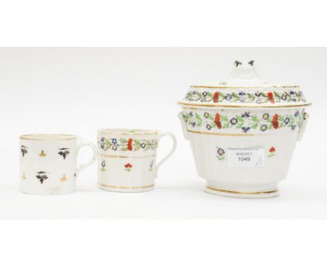 Two coffee cans, early 19th Century, including sucrier bow and arrow mark 