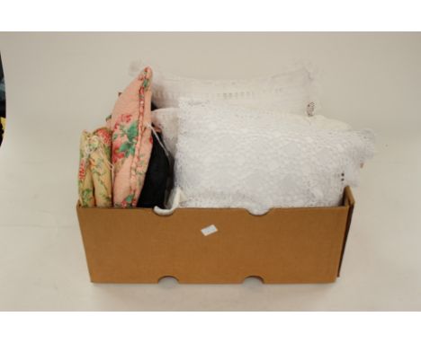 A collection of ten items to include floral, satin with a pink lining and lace and crochet tea cosy cover, all vintage and tw