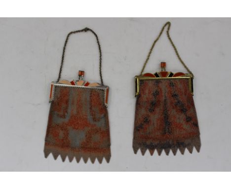 Two almost identical Art Deco evening bags (from the vendors family shop, pre World War One) the the bags have enamel frames 