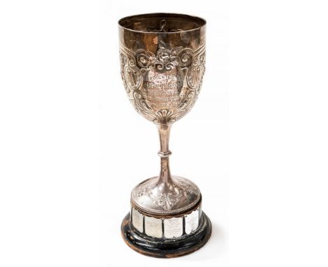 Football Goblet: A silver presentation goblet with inscription to both front and back, 'Ericsson Athletic Club Junior Footbal