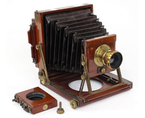 J. Lancaster & Son: A mahogany plate camera by J. Lancaster & Son 'Imperial Instantograph Patent', complete with a Thornton-P