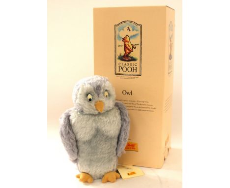 Steiff: A Steiff 'Owl' Teddy Bear, 2000, limited edition 1220/5000, grey mohair, white tag to wing, bear in excellent conditi