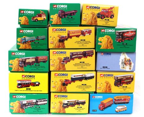 Corgi: A collection of fifteen Corgi 'Showman's Range' boxed vehicles to comprise: '24801' Leyland Dodgem Truck & Caravan Set