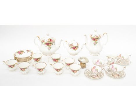 Royal Albert Old Country Roses tea ware, including large and small teapot, cups, mugs, coffee pot etc 