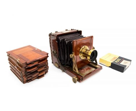 J. T. Chapman: "The British" J. T. Chapman mahogany plate-camera complete with D. H. Dallmeyer 'No. 28565' 5x4 lense, five da