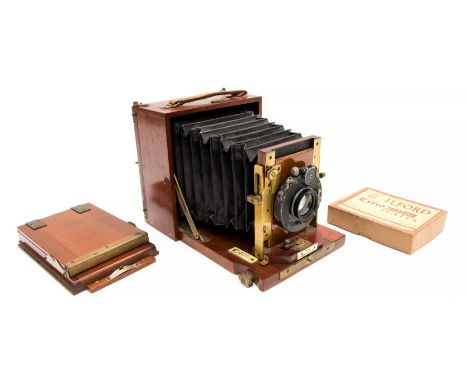 Gandolfi: A Gandolfi mahogany plate-camera complete with a C.P. Goerz, Berlin lense, 'No. 320869' with ivory plaque to front 