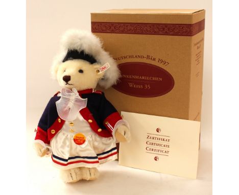 Steiff: A Steiff 'Carnival Girl', German Exclusive, Teddy Bear, 1997, limited edition 1069/2000, white mohair, white tag to e