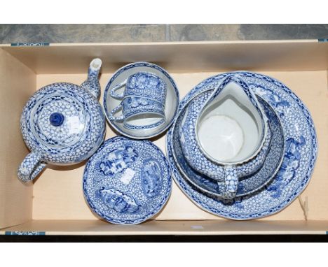 Adams Chinese bird 623294 pattern blue and white tea and dinner ware including teapot etc