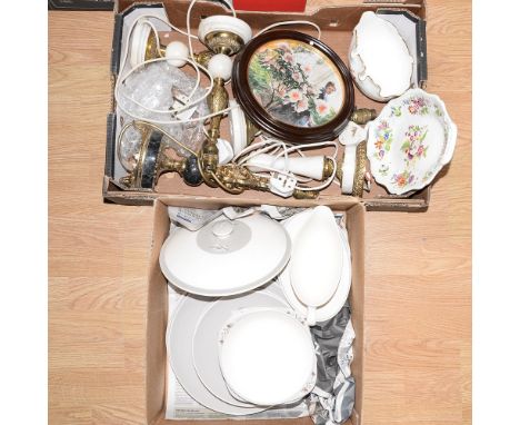 A Royal Doulton frost pine dinner service for six place settings, a Royal Worcester Roanoke cenellated edge dish, three match