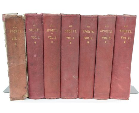 All Sports Weekly: A collection of seven bound volumes of the early 1920's papers 'All Sports Weekly', volume 1 binding worn,