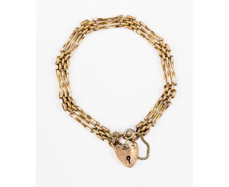 A 9ct three bar gate bracelet with padlock clasp total gross weight 6.3gms