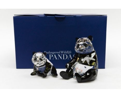 Swarovski endangered wildlife Pandas, boxed with leaflet 