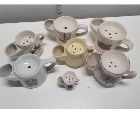 A selection of vintage and antique shaving mugs including wade, shipping unavailable