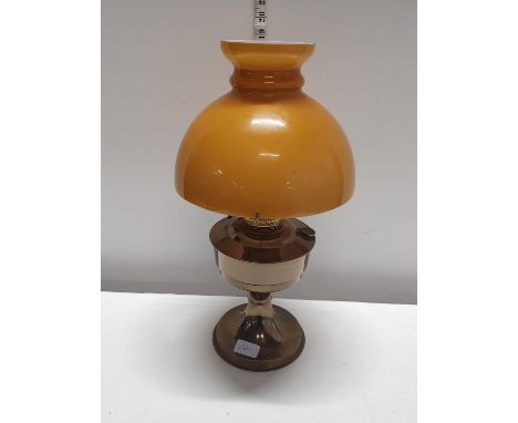 A vintage brass and glass oil lamp by Aladdin h48cm, shipping unavailable