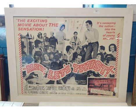 A framed vintage film poster 'Hey Lets Twist' 80x65cm, shipping unavailable