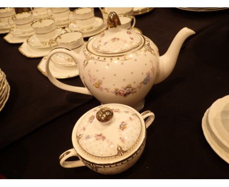 Crown Staffordshire bone china teapot and lidded sugar basin 