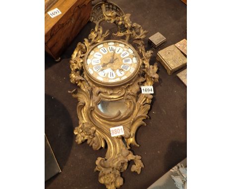 French gilt and enamel heavy chiming wall clock