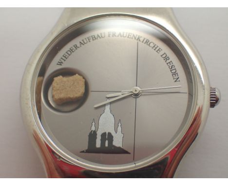 Gents German Dresden Cathedral chrome wristwatch CONDITION REPORT: This item is working at lotting.