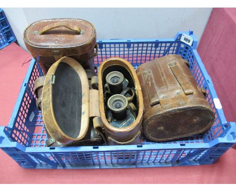 A Pair of Early XX Century Field Binoculars, by Lemaire, Paris, in fitted leather case marked "G. Battle & Co. 1917"; A Pair 