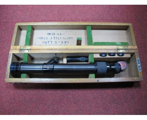 A Fine Early XX Century Telescope, (Power 3) by Ottway, with war department arrow and dated 1919, complete, in fitted box wit