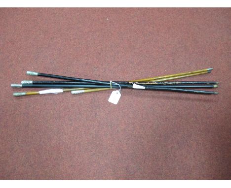 Five Early XX Century Military Style Swagger Sticks: St. Bees O.T.C., Royal Welsh Fusilier's, Shrewsbury O.T.C., Durham Light