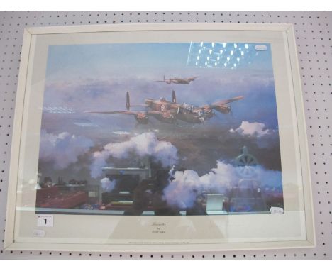 AFTER ROBERT TAYLOR "Lancaster", print, graphite signed by Leonard Cheshire, framed.
