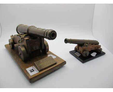 Two Fine Model Cannons, a 1:20 scale model of a twelve pounder gun from H.M.S Victory and a scale model of a sixty-eight poun