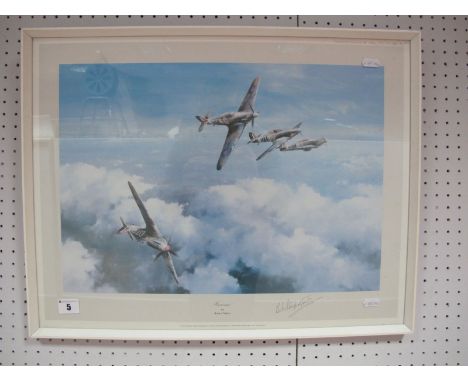 AFTER ROBERT TAYLOR "Hurricane", print, graphite signed by R.R. Stanford Tuck, framed.