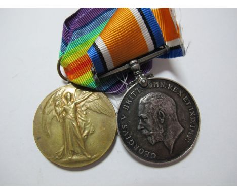 A WWI Pair, consisting of War and Victory Medals to K.44706 J. Hutchinson, Stoker 1 Royal Navy.