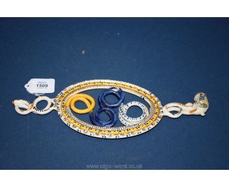 An unusual puzzle ceramic Pipe with wording ''Henry Hayward Organist Lidney'' to edge, a/f