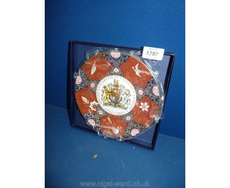 A Royal Worcester Queen Elizabeth II Golden Jubilee plate, boxed.