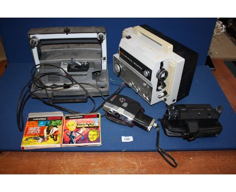 A quantity of video cameras and equipment to include; a Eumig Mark S 810 D film projector, a Kodak instamatic M80-L film proj