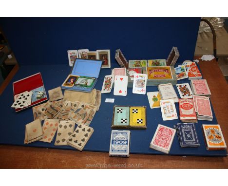 A quantity of old playing Cards including pack of Hunt &amp; Sons (one shilling and sixpence duty) (52 cards, plain backs), C