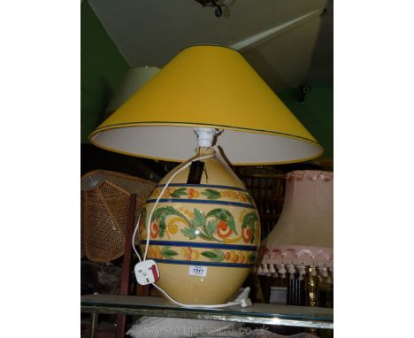 A Louis Drimmer table Lamp and matching bright yellow shade (with original labels).