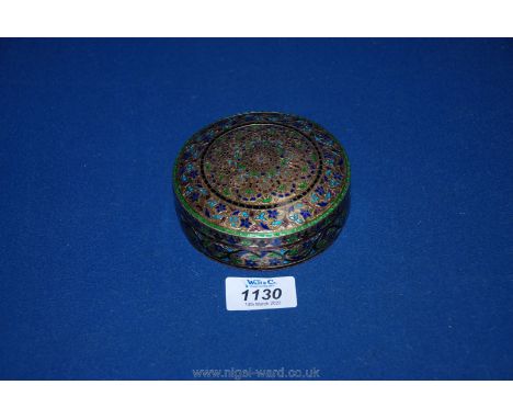 A Silver and enamel circular trinket Box, marked 925.