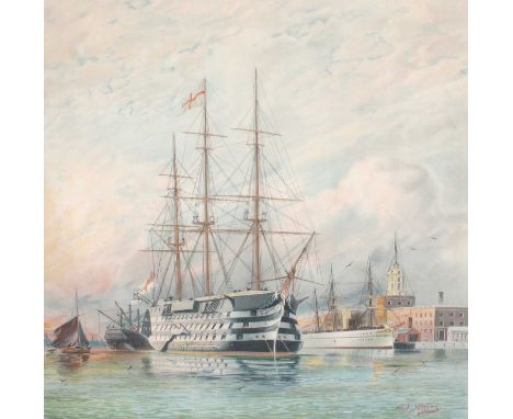 J.S Virtue After W.F Mitchell (19th Century)"H.M.S Colossus, 1st Class Battle Ship"Colour print, with five others after the s