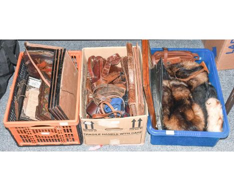 Assorted Costume Accessories and Leather Goods, comprising circa 1930s crocodile bags, document holder, leather blotter, belt