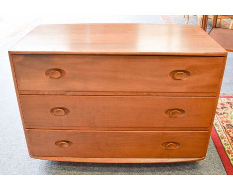 An Ercol Light Elm Three Height Chest of Drawers, 92cm by 49cm by 66cmMinor, scuffs, scratches, marks and general wear
