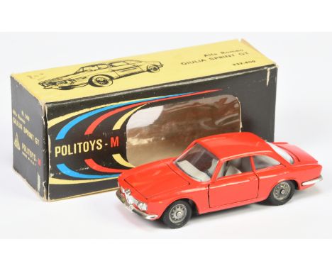 Politoys 500 Alfa Romeo Guila Sprint GT - red body, light grey interior, chrome trim, cast detailed hubs - Excellent, some li