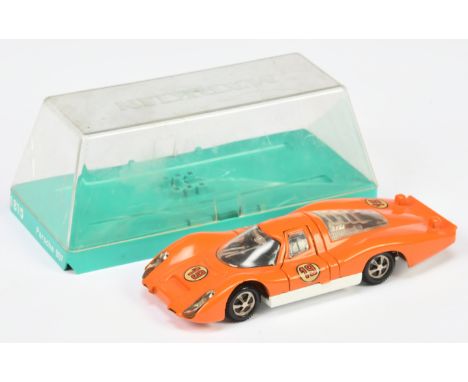 Marklin a boxed1815 Porsche 907 - Orange, White Base, Racing Number 13 - Good Plus in Excellent Perspex Case.