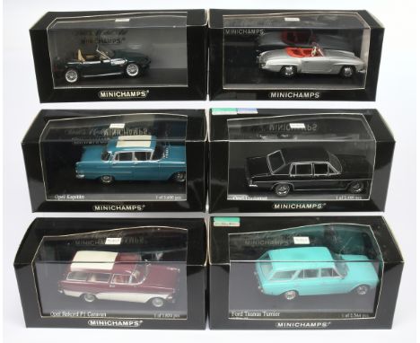 Minichamps, 1:43 scale, a Car group.&nbsp;&nbsp;Includes BMW Z3, Ford Taunus P5, Mercedes 190 SL and others (All Cars loose i