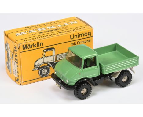 Marklin No.1830 Mercedes Unimog - green, black, grey interior - Mint in a Good carded picture box. 