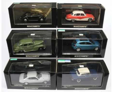 Minichamps, 1:43 scale, a Car group.&nbsp;&nbsp;Includes VW 1200, Opel Astra, Toyota Celia and others (All Cars loose in boxe