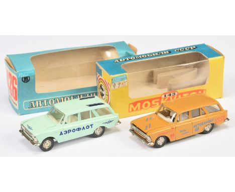 Russian Diecast 1/43rd scale pair (1) A3 Moskvitch 426 Estate - Rally Support Car - brown, ivory interior, blue&nbsp; &amp; r