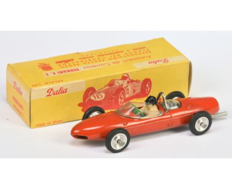 Dalia (Solido) Ferrari F1 Racing Car - Red, spun hubs, racing number 4. Good (does have wear to back decal) in a Good carded 