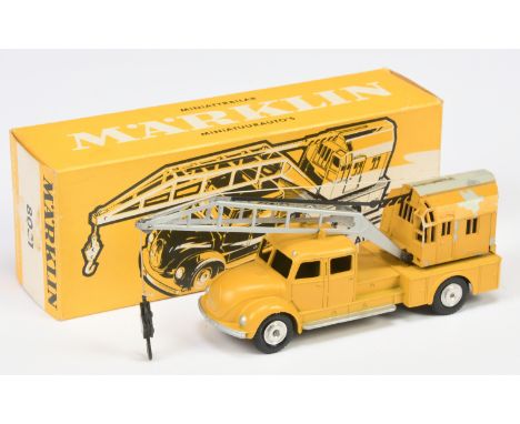 Marklin 8031 Autokran - yellow, silver including jib, chrome cast hubs - Good to Good Plus Plus - loss of paint to crane cab 