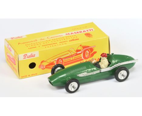 Solido (France) Dalia - Maserati 250 Racing Car - green body, figure driver, spun hubs - Good Plus  to Excellent Plus in a ge