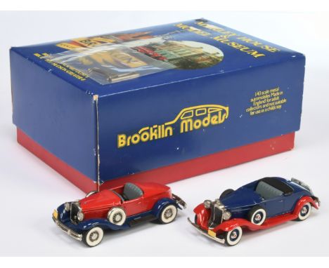 Brooklin Merley House and Model Museum 1990 set - BRK6A 1932 Packard Light Eight, BRK12 1931 Hudson Greater Eight, blue/red, 