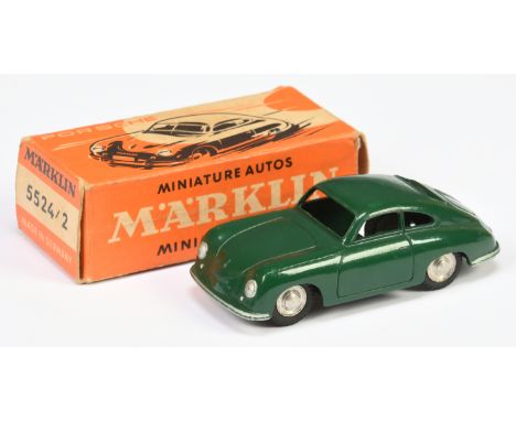 Marklin No.5524/2 Porsche 356 Sports Coupe - dark green, silver trim, green number plates, spun aluminium hubs, black tyres, 