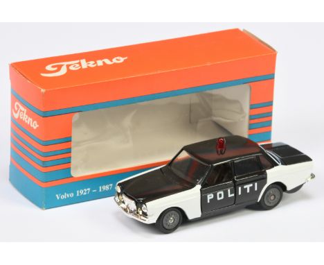 Tekno No.838 Volvo 164 "Politi" - black, white panels, off-white interior , red roof light, "Politi" to doors - Near Mint in 